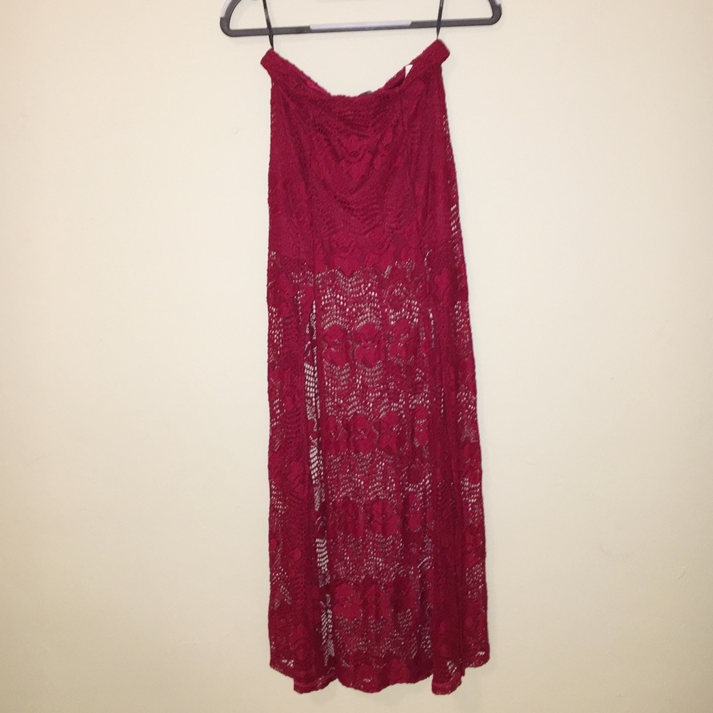 Forever 21| Long Red Lace Skirt